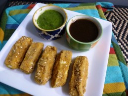 Baked spicy paneer sticks Recipe
